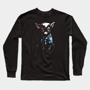 Baby Goat Wearing Pajamas #1 Long Sleeve T-Shirt